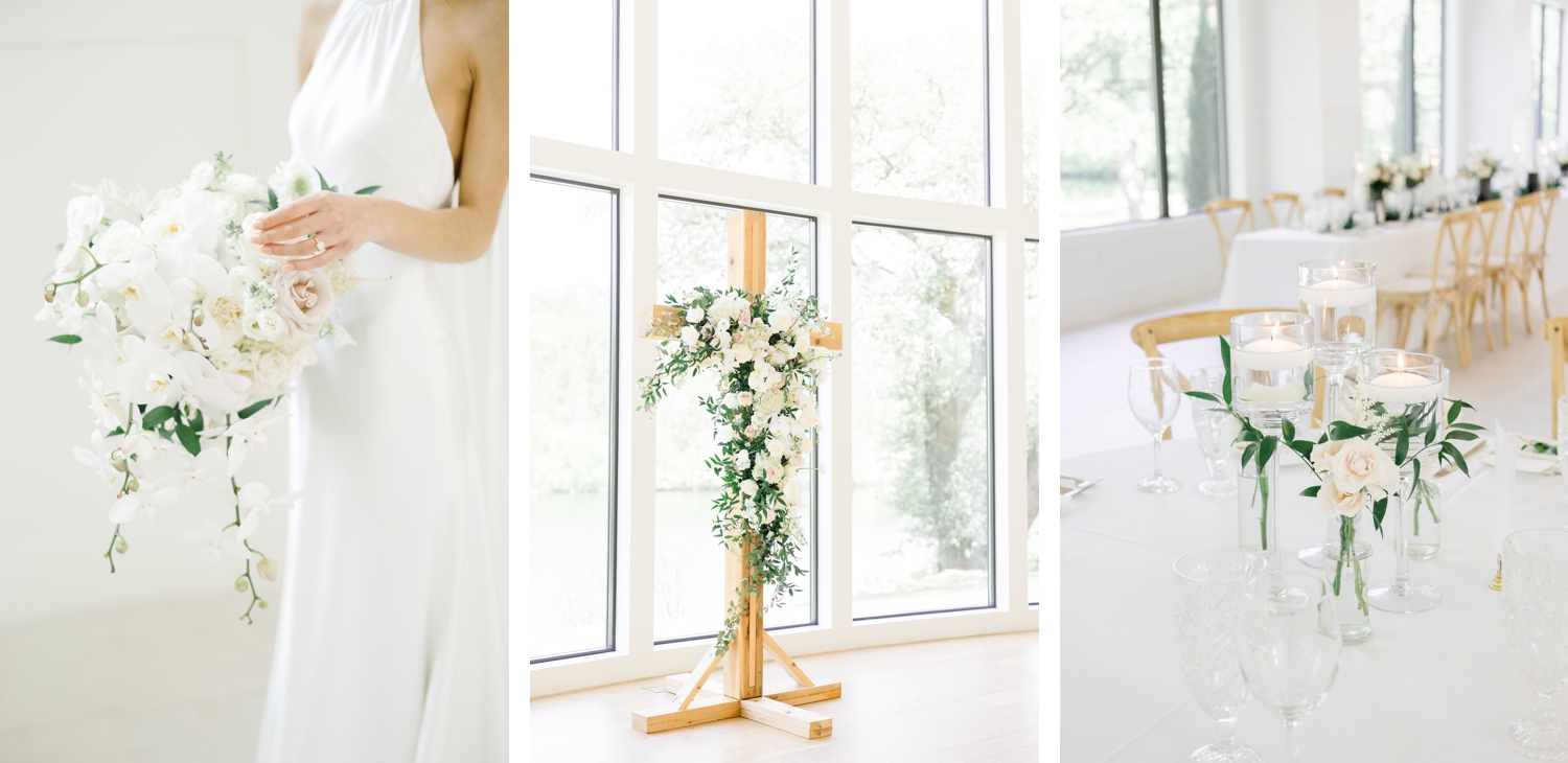 All White Wedding Day Florals and Details | Reiley and Rose | Texas Hill Country Wedding Floral Designer | The Preserve at Canyon Lake | classic wedding, chic wedding, simple wedding, wedding day inspiration | via reileyandrose.com