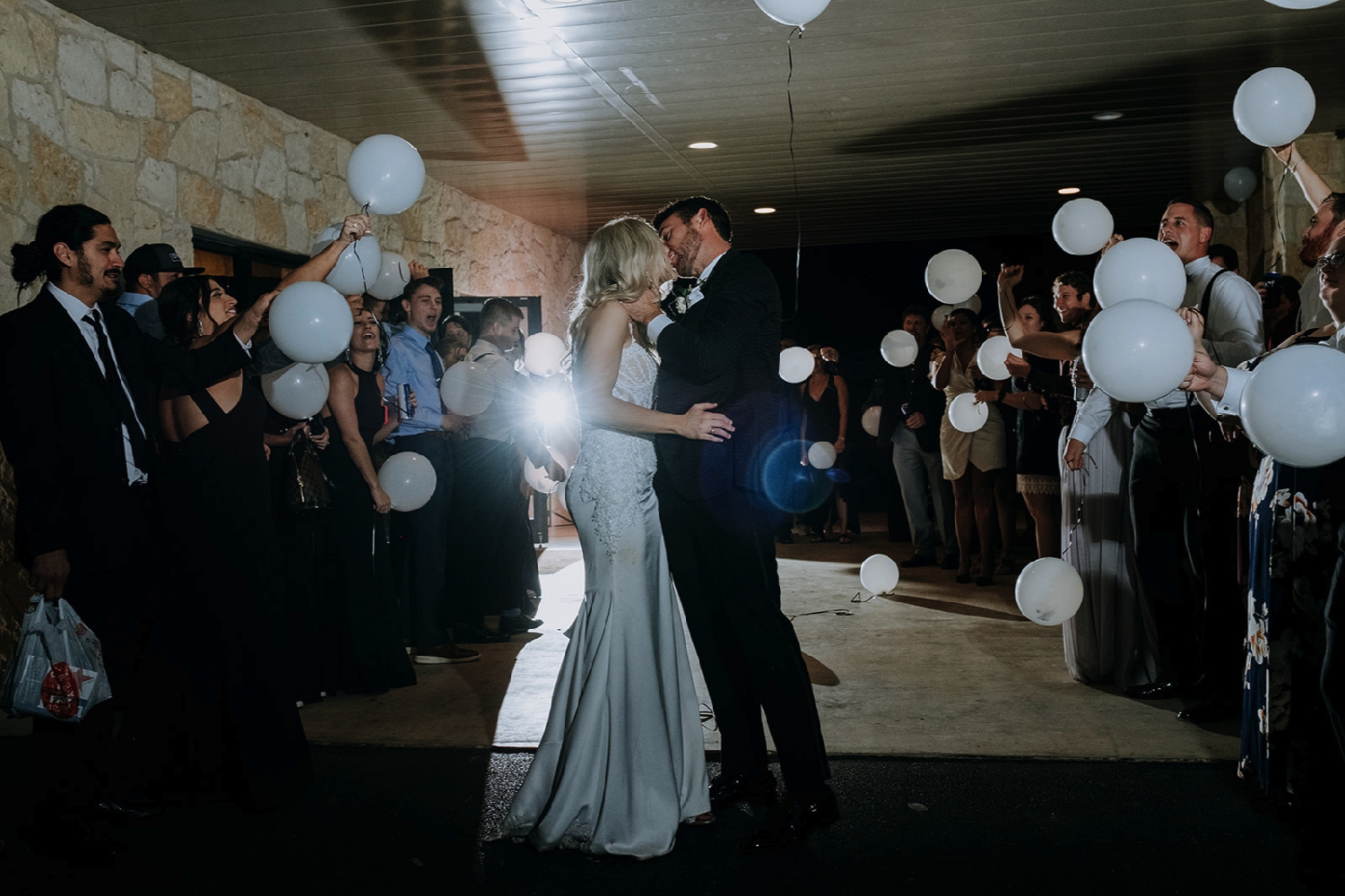 Balloon Exit on Wedding Day | Classic Black and White Wedding Inspiration | Church Hall Transformation for Wedding in San Antonio, Texas | Central Texas Floral Designer | Reiley and Rose