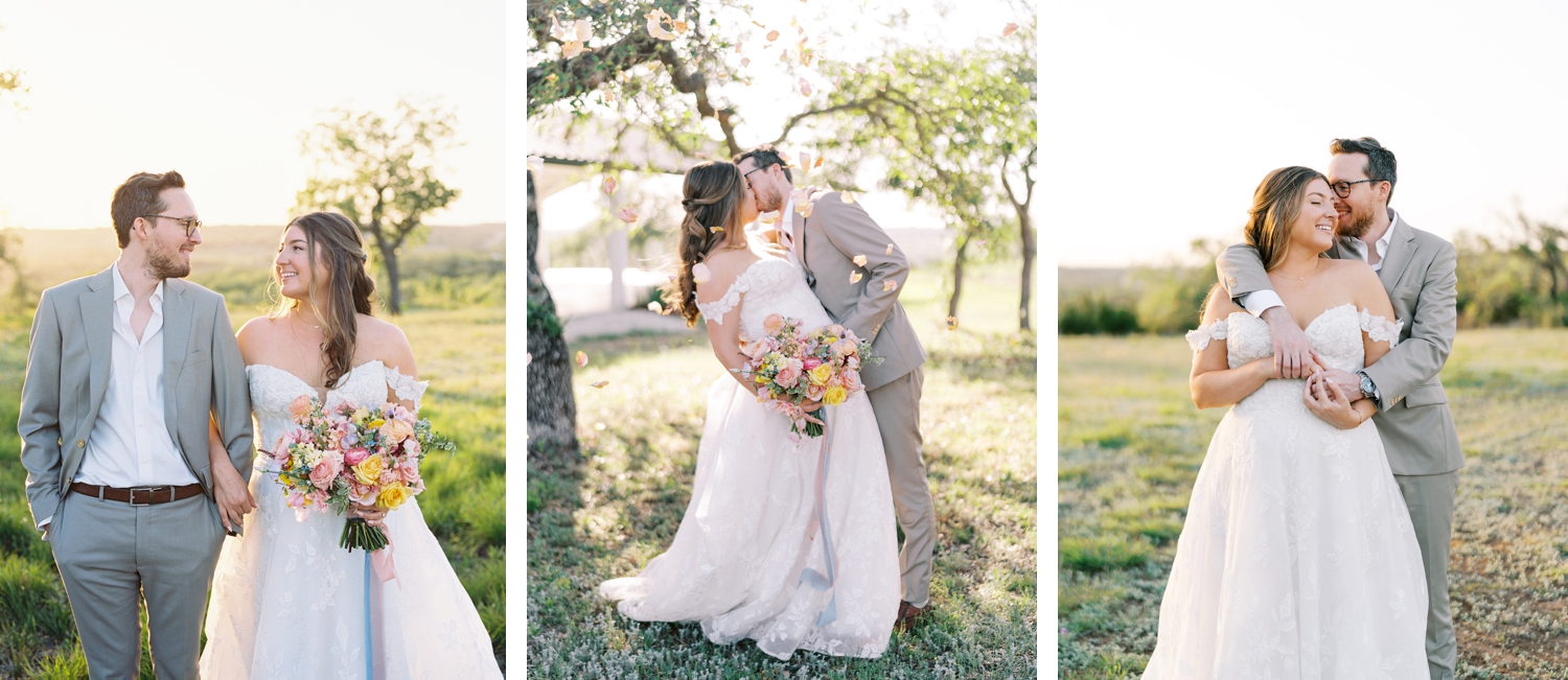 Bride and groom portraits during colorful wedding day at Mae's Ridge in Austin, Texas | Reiley + Rose | Central Texas Floral Designer