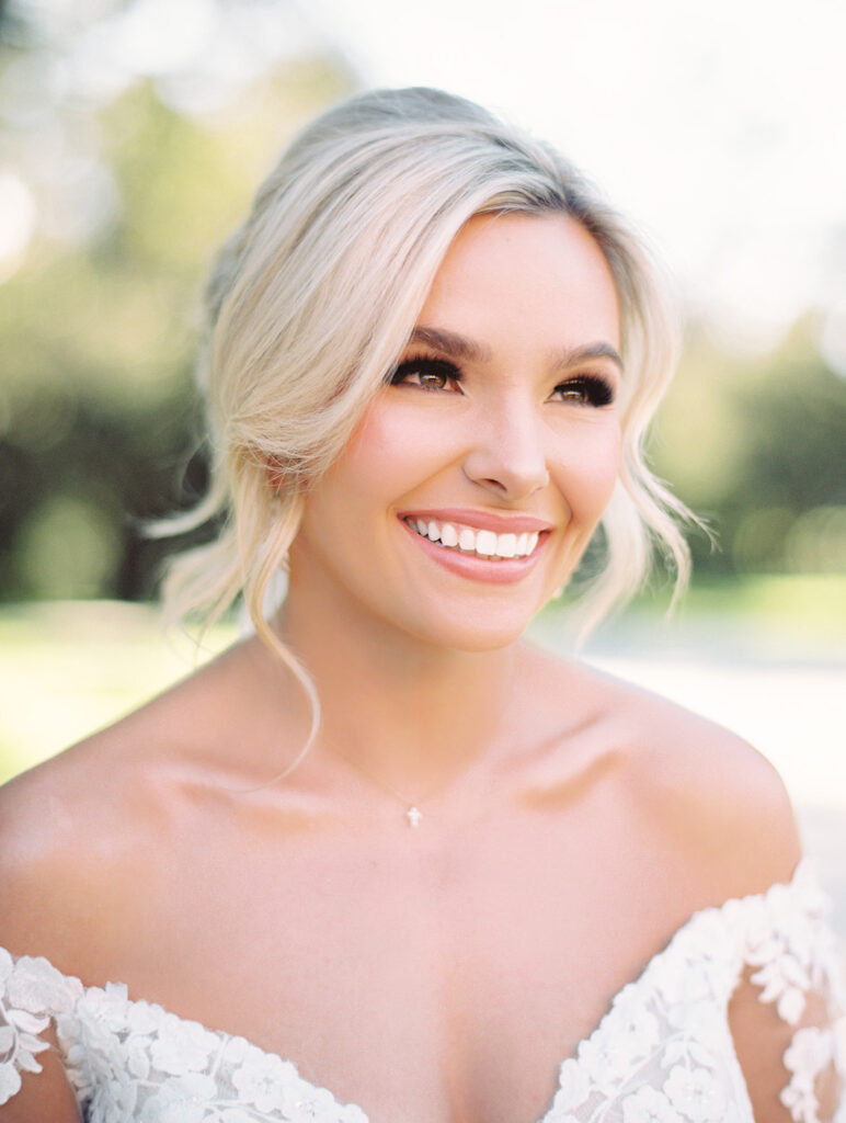 bridal head shot  | Chandelier of Gruene Wedding | Modern Black and White Chic Wedding | 