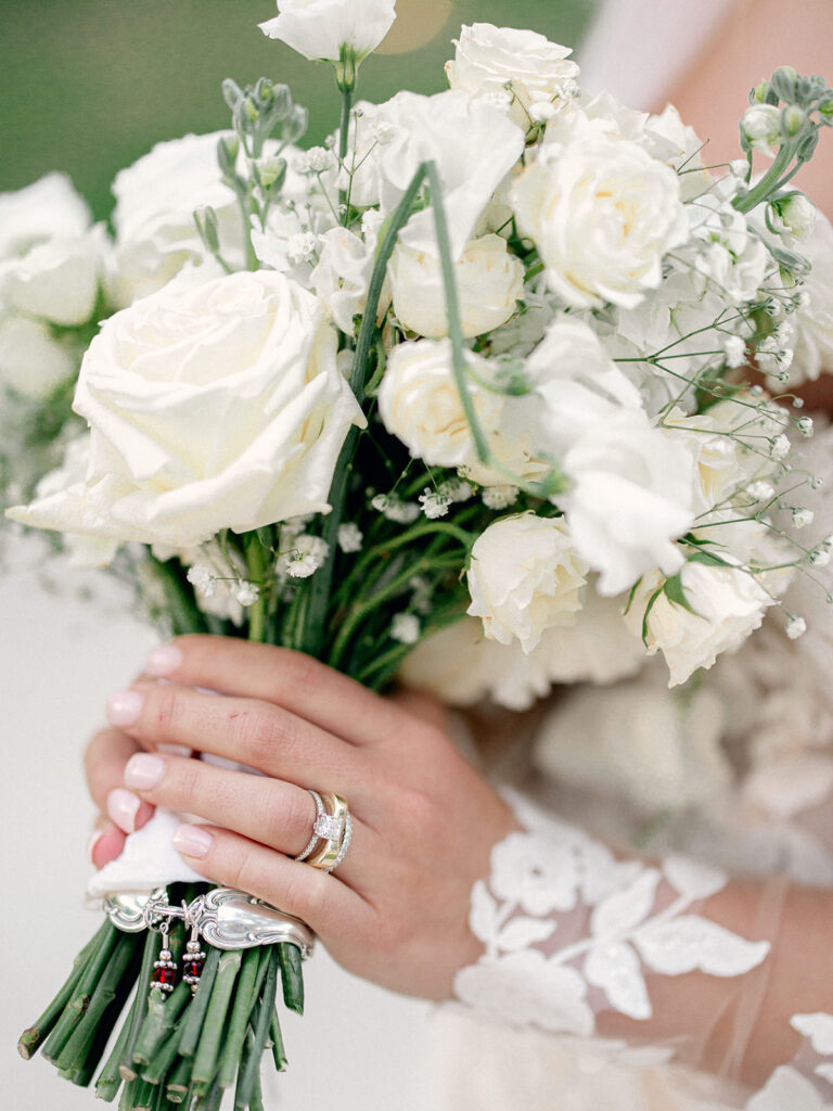 bridal bouquet  | Chandelier of Gruene Wedding | Modern Black and White Chic Wedding | 