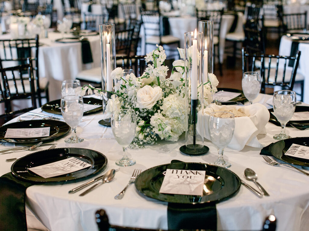 centerpiece options  | Chandelier of Gruene Wedding | Modern Black and White Chic Wedding | 
