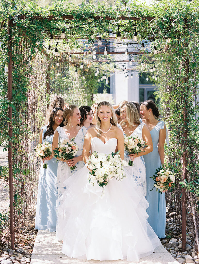 mismatched bridesmaids dresses blue and white dresses