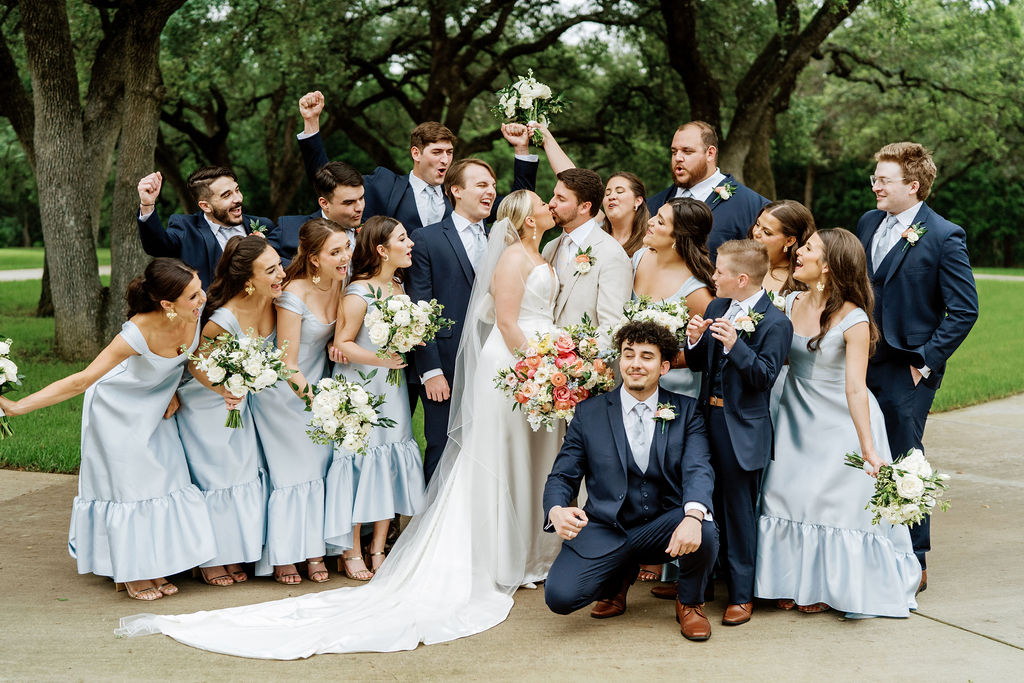 colorful gruene wedding bridal party