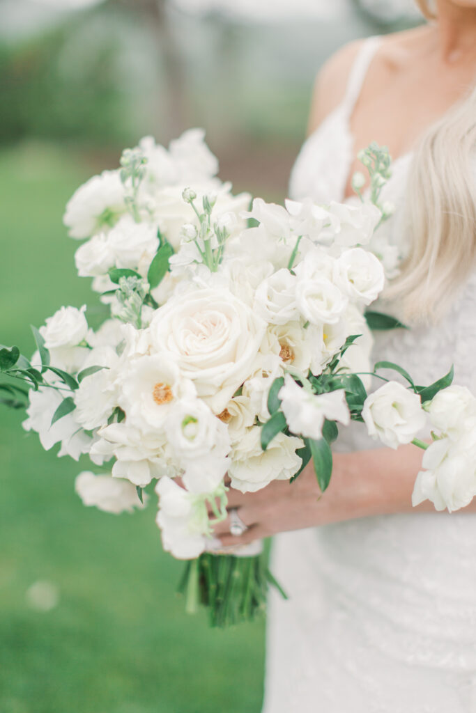 all white garden styled bouquet
