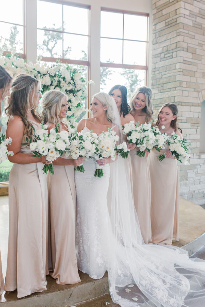 bridal party 
floral filled wedding