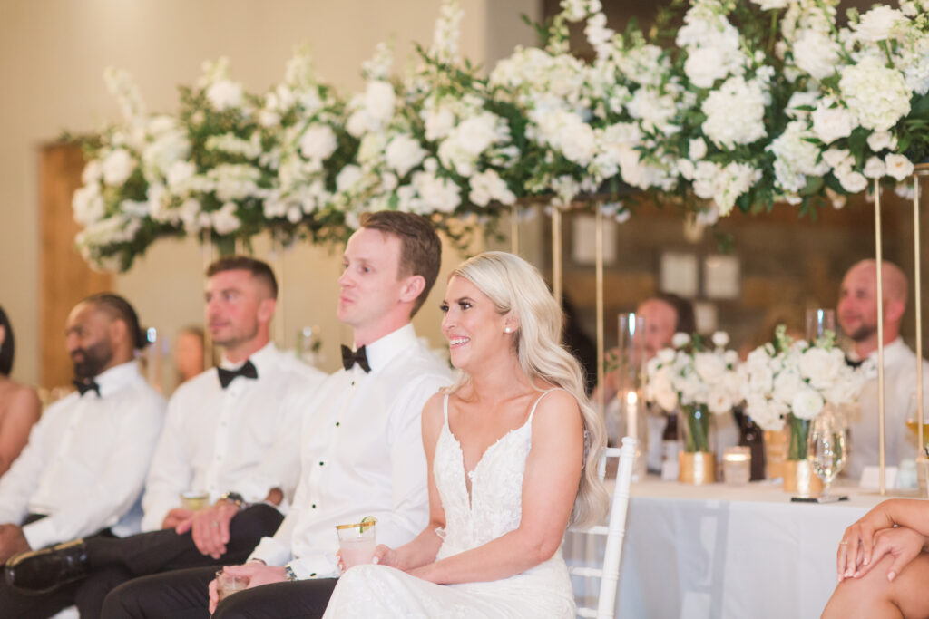 bride and groom at head table
