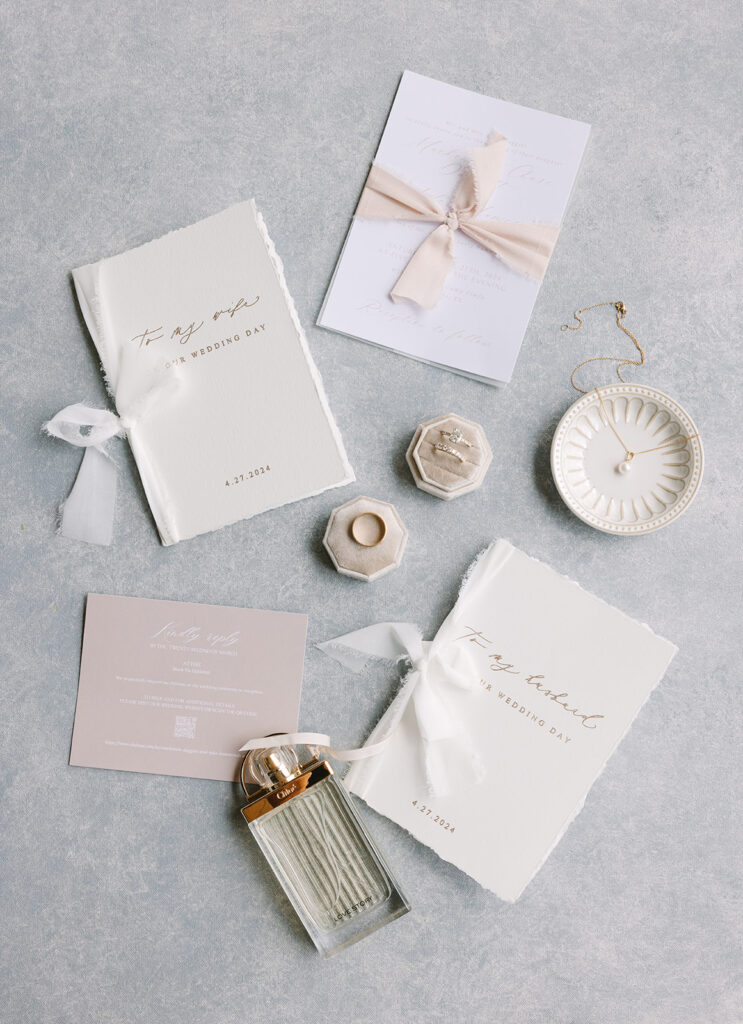 wedding invitation flat lay
