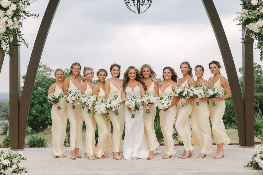 bride and bridesmaids yellow dresses willow ridge Spring Hill Country Wedding Day
Hill Country Wedding Day