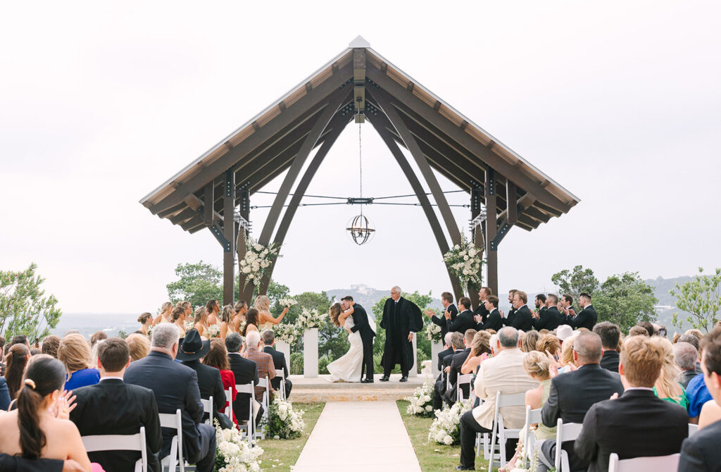 first kiss at ceremony
Hill Country Wedding Day