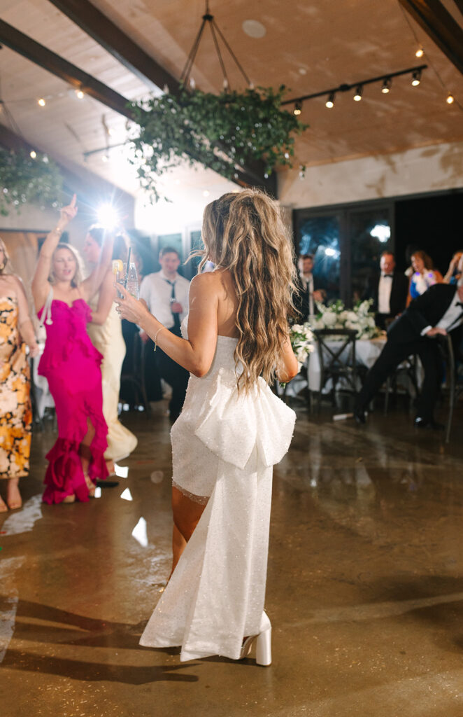 big bow ceremony bridal dress Spring Hill Country Wedding Day