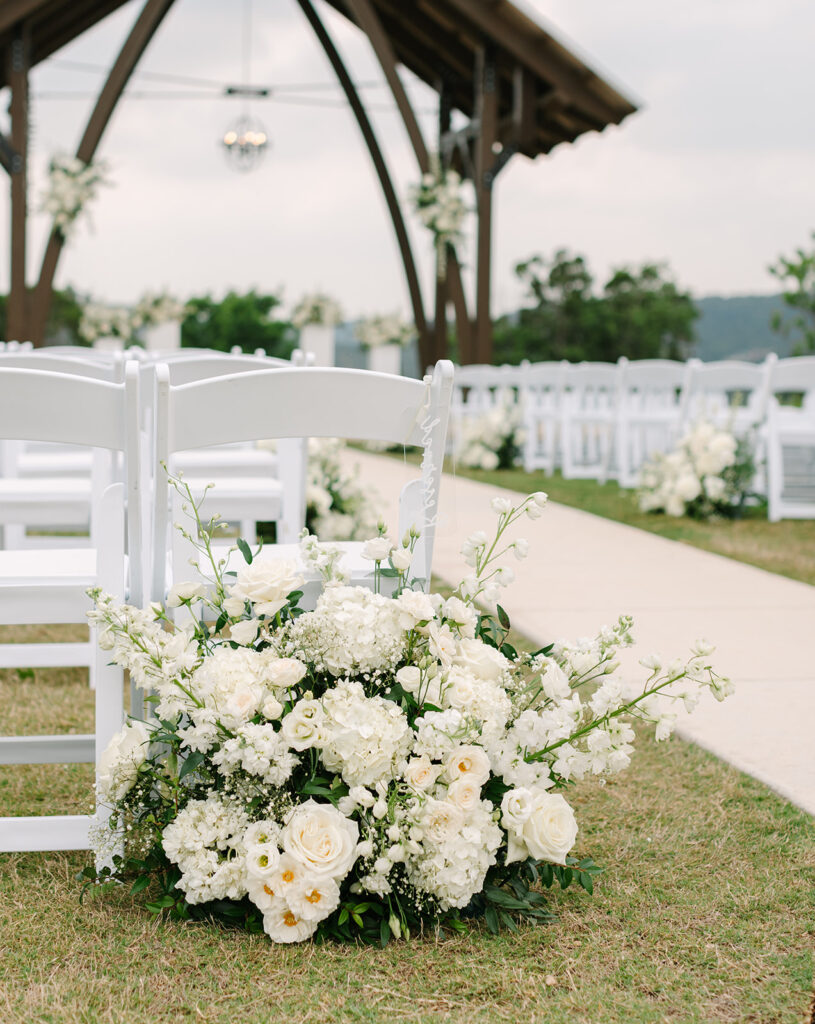 aisle flowers 
Hill Country Wedding Day