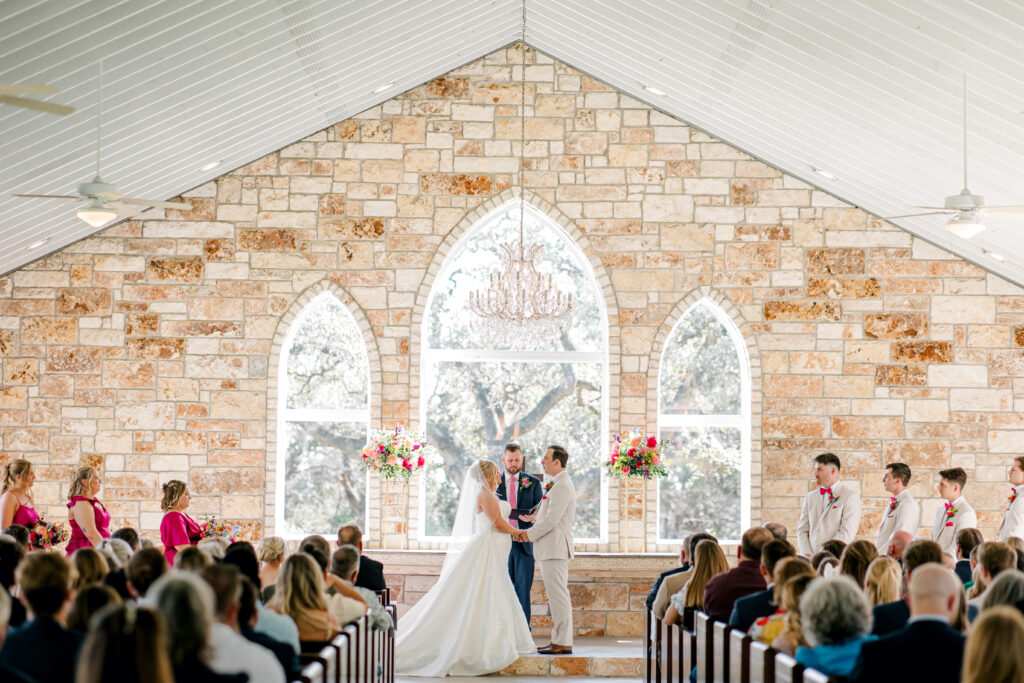 wedding ceremony in texas hill country chapel