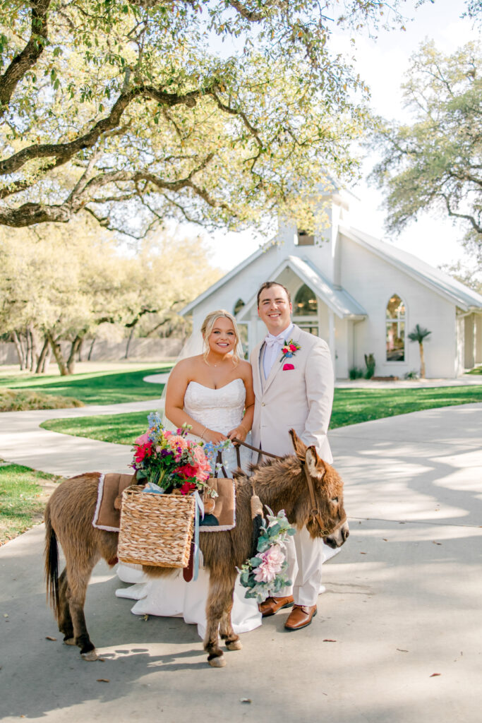 beer burros at wedding with bride and groom
