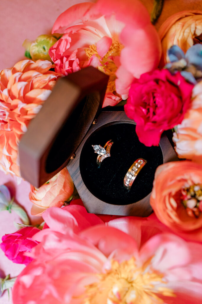 wedding ring vibrant flowers