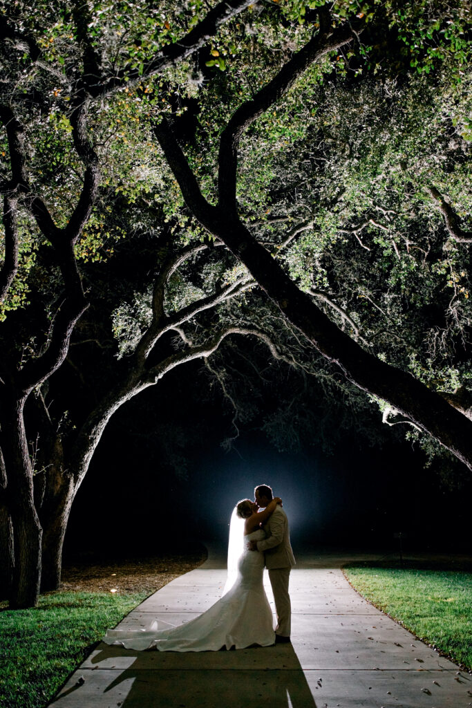 night time photos bride and groom