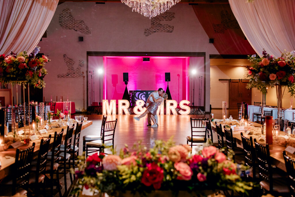 bride and groom light up letters