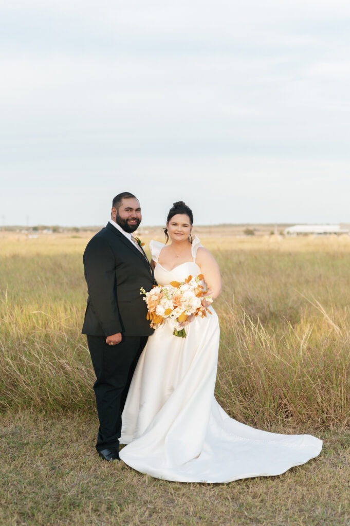 Fall Wedding at The Allen Farmhaus, fall bouquet, bride and groom