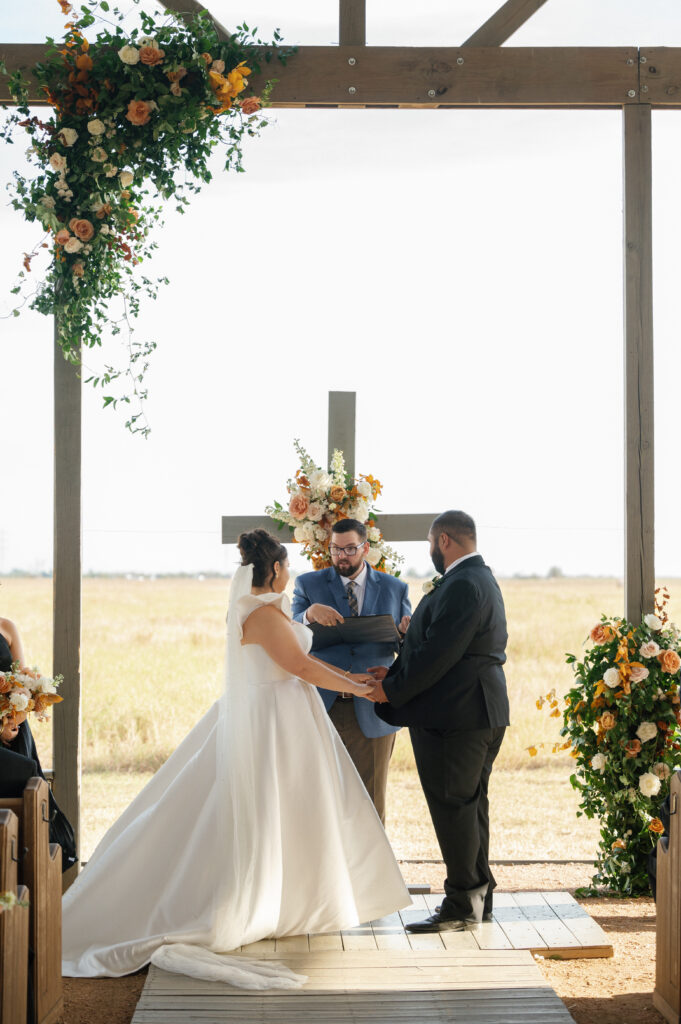 Fall Wedding at The Allen Farmhaus, open air chapel
