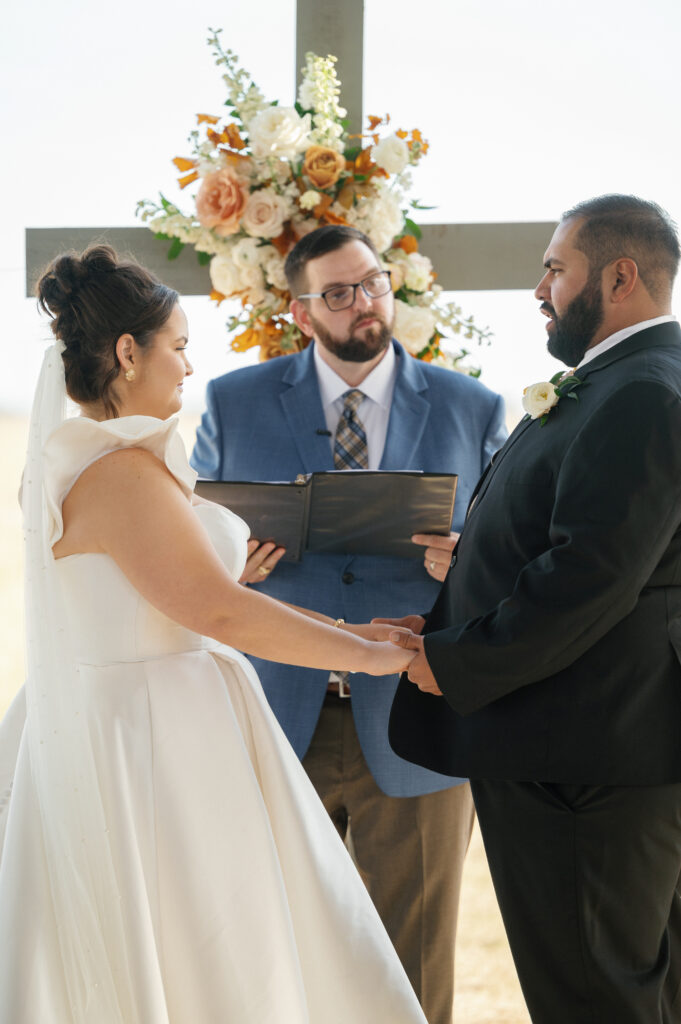 Fall Wedding at The Allen Farmhaus, wedding cross florals