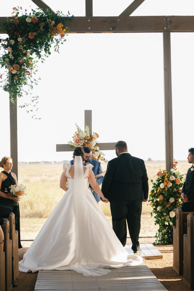 Fall Wedding at The Allen Farmhaus, open air chapel