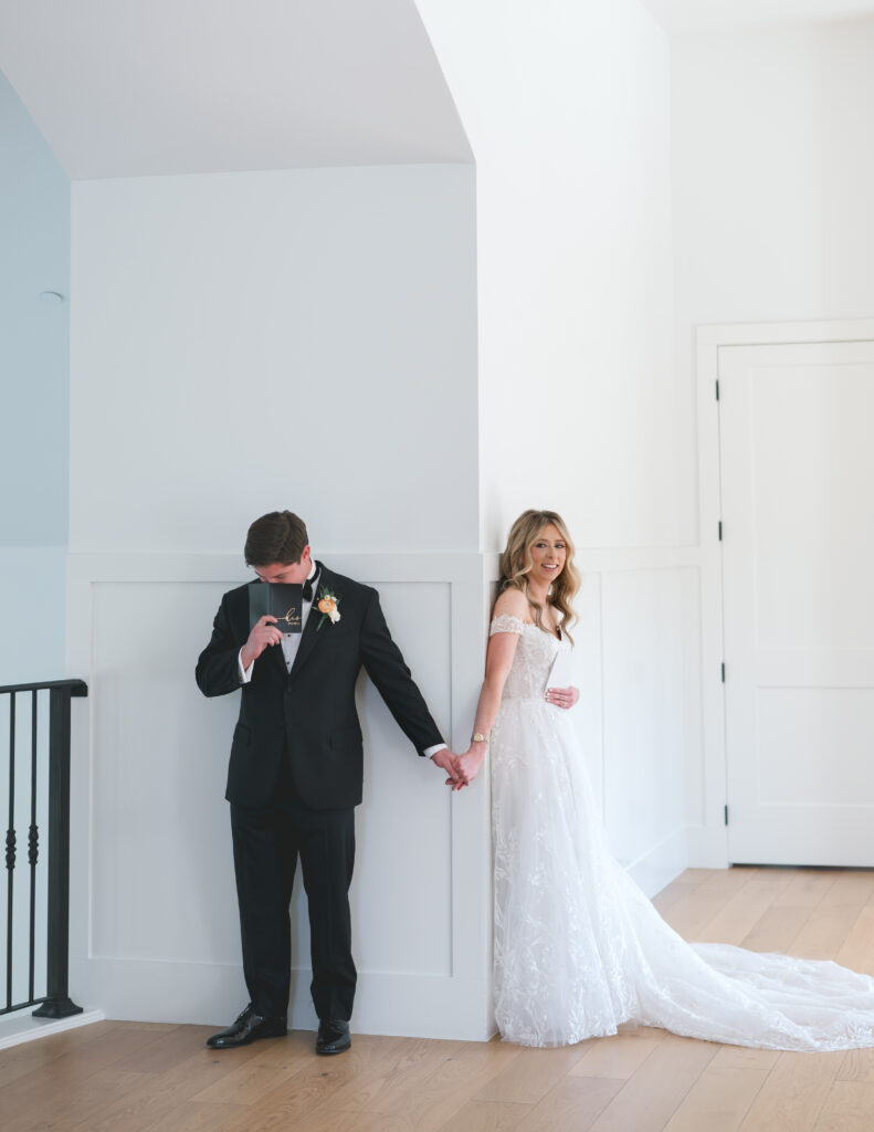 Private first touch and vows with bride and groom