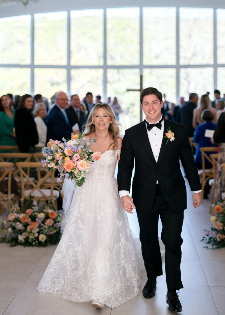 Bride and Groom leaving the chapel at The Preserve at Canyon Lake