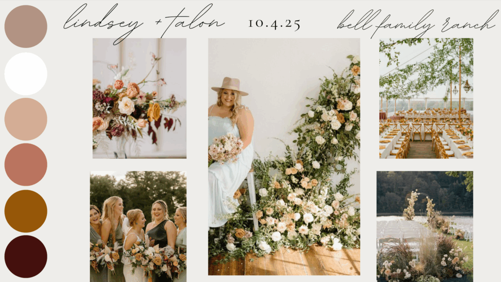 Real wedding floral design inspiration board created by Reiley + Rose