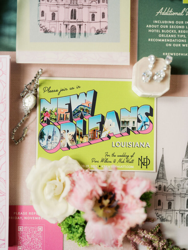 Flat lay details for NOLA wedding