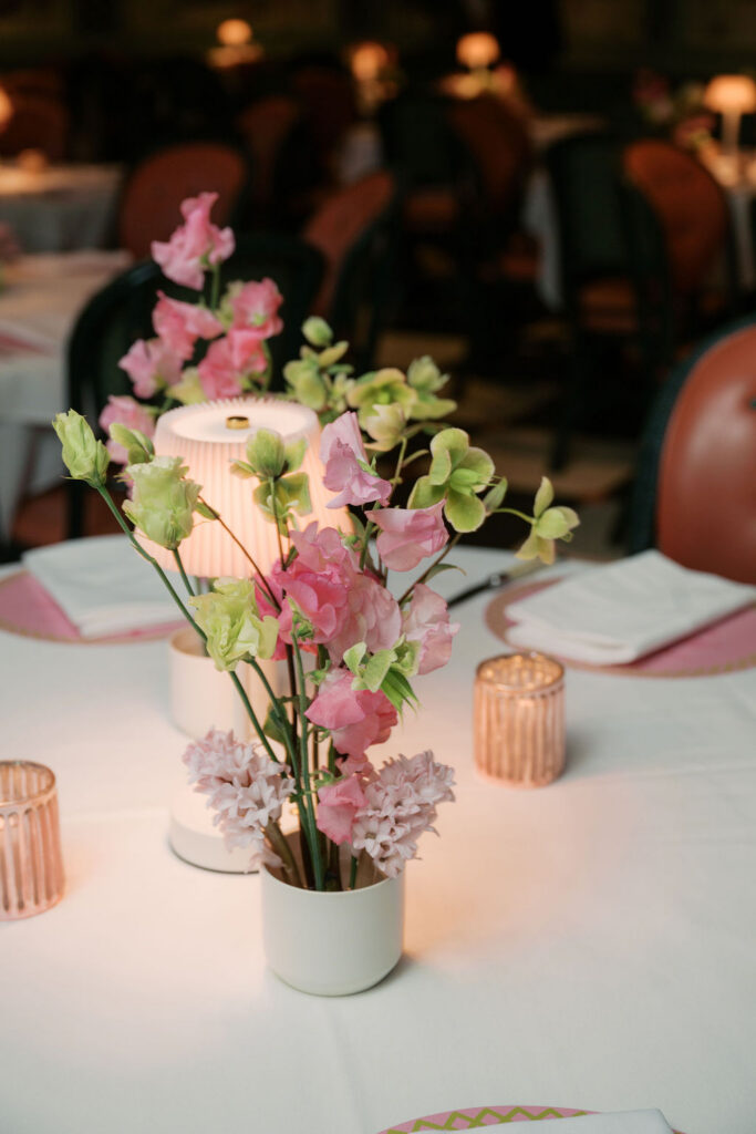 Spring centerpiece flowers for a New Orleans wedding