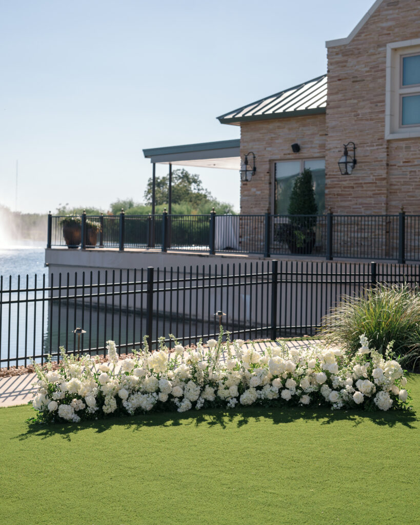 Outdoor wedding semi-circle floral