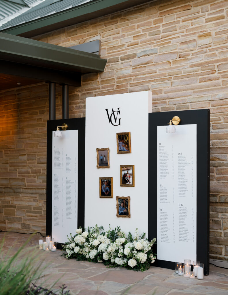 Wedding welcome sign florals