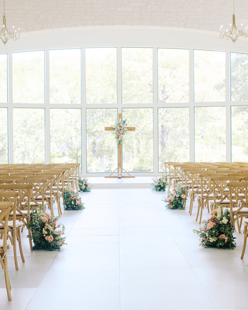 Indoor ceremony florals