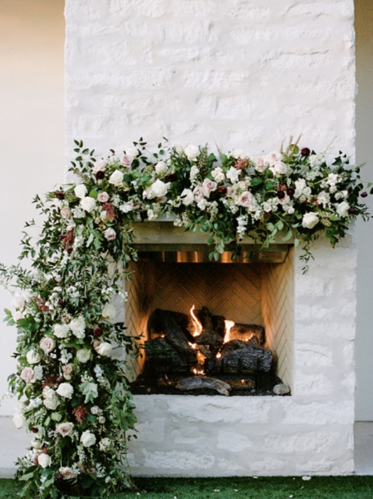Fireplace floral installation