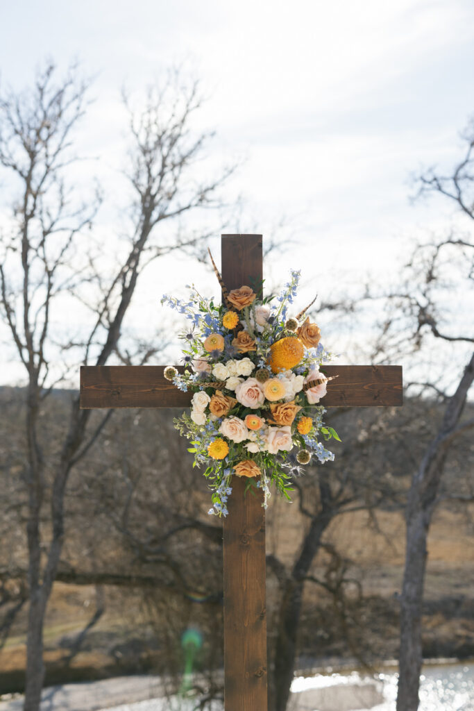 Fall florals on wooden cross