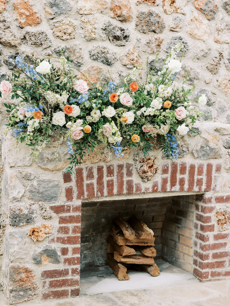 Fireplace floral installation